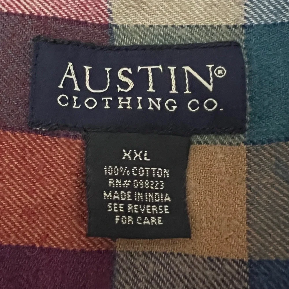Austin Clothing Co Mens XXL Plaid Flannel Long Sleeve Button Up Shirt 100 Cotton